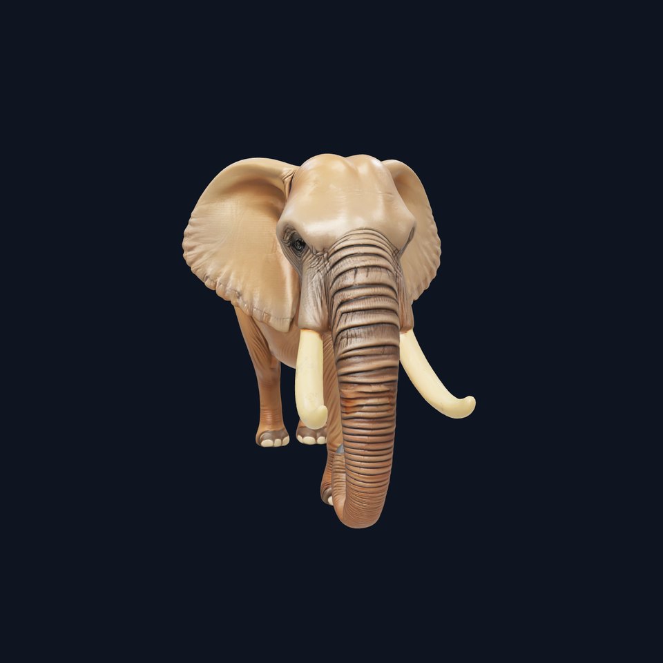 Elephant with Detailed Wrinkled Skin and Tusks model pack